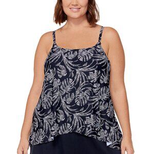 Island Escape Tankini Top Swimsuit Black/White Underwire Full Bust Support 6